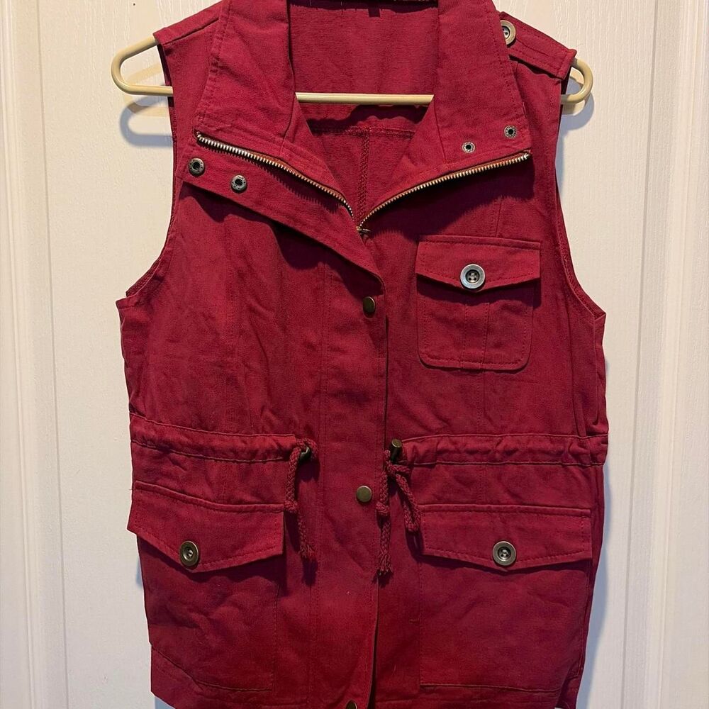 Unbranded Men's Burgundy and Red Gilet